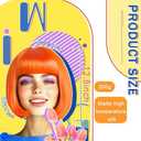 Short Bob Hair Wigs Straight with Flat Bangs Synthetic Colorful Cosplay Daily Party Neon Wig for Women + Free Wig Cap 12" Natural As Real (Bob, Orange)