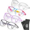 OXG 4 Pack Safety Glasses Anti Fog Goggles, Blue Light Blocking Stylish Safety Glasses for Women Nurses Protective Eyewear (Leopard+rainbow+clear+purple)