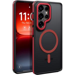 BENTOBEN Magnetic for Samsung Galaxy S26 Ultra Case 2026 [Compatible with Magsafe] [Military-Grade Protection] Matte Colorful Anti-Slip Women Men Phone Cases for Samsung S26 Ultra 6.9", Red/Black