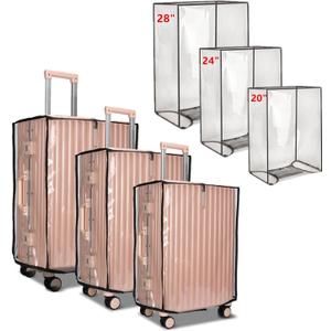 3PCS Clear PVC Luggage Cover Protectors Thicken Transparent Waterproof Suitcase for Travel Airplane 20"+24"+28"