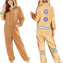 RONGTAI OriginalUnisex Christmas Costumes One-Piece Cosplay Pajama Sleepwear for Adult (Large, Gingerbread Man)