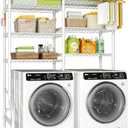 Ulif U13 Medium Over Washer and Dryer Storage Shelves, 6 Tiers Laundry Room Standing Shelf with 2 Hanger Rods, Space Saver Clothes Drying Rack, 57.8" W x 22" D x 77.4" H, White