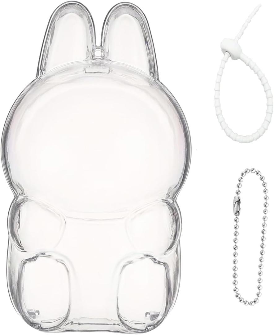 Protective Case Compatible for labubu, Plastic Clear Cover for Plush Figure Doll, Storage Transparent PVC Bag,Display Bag Display Case for Fan Collection, Accessories(No Doll, Sitting)