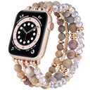 VISOOM Beaded Boho Bracelet Compatible for Apple Watch Band 42mm/44mm/45mm Series 9 8 7 SE Series 6/5/4 Women Fashion Cute Handmade Crystal Beads Stretchy Watch Strap for iWatch Bands Series 3/2/1