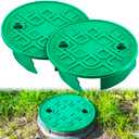 Glooglitter 2 Pcs Sprinkler Valve Round Box Lid Covers ID 5.4 Inch Od 6.5 Inch Universal Irrigation Valve Box Cover for Outdoor Lawn Yard Automatic Sprinkler Irrigation Control Water System (Green)