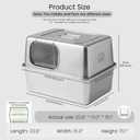 Ptlom Enclosed Stainless Steel Litter Box for Large Cats, Leak-Proof Metal Cat Toilet with Lid, Ventilated Top Opening Covered Cat Pan High Sided Walls, Scoop & Litter Mat, 20.8" x 13.0" x 15.1"