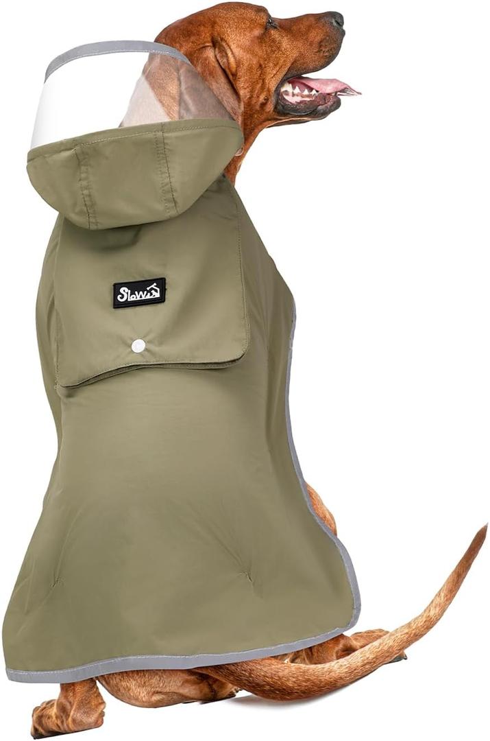 Lukovee Dog Raincoat - Lightweight Hooded Dog Rain Coat for Large Medium Small Dogs, Adjustable Poncho Jacket with Reflective Stripes (Gr, X-Large)