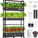 Growell Large Basket Hydroponics Growing System Kit, 48 Pods Vertical Hydroponic Garden with 2 Grow Light Modes, Auto Circulating Water System, 40L Indoor Gardening System for Herb Vegetable Fruit (Black)