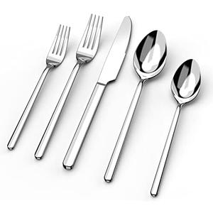 KINGSTONE Silverware Set, 20 Piece Flatware Cutlery Set for 4, 18/10 Stainless Steel Silverware Mirror Polished Dishwasher Safe for Home, Restaurant, Wedding, Party(Silver, 20 pieces for 4)