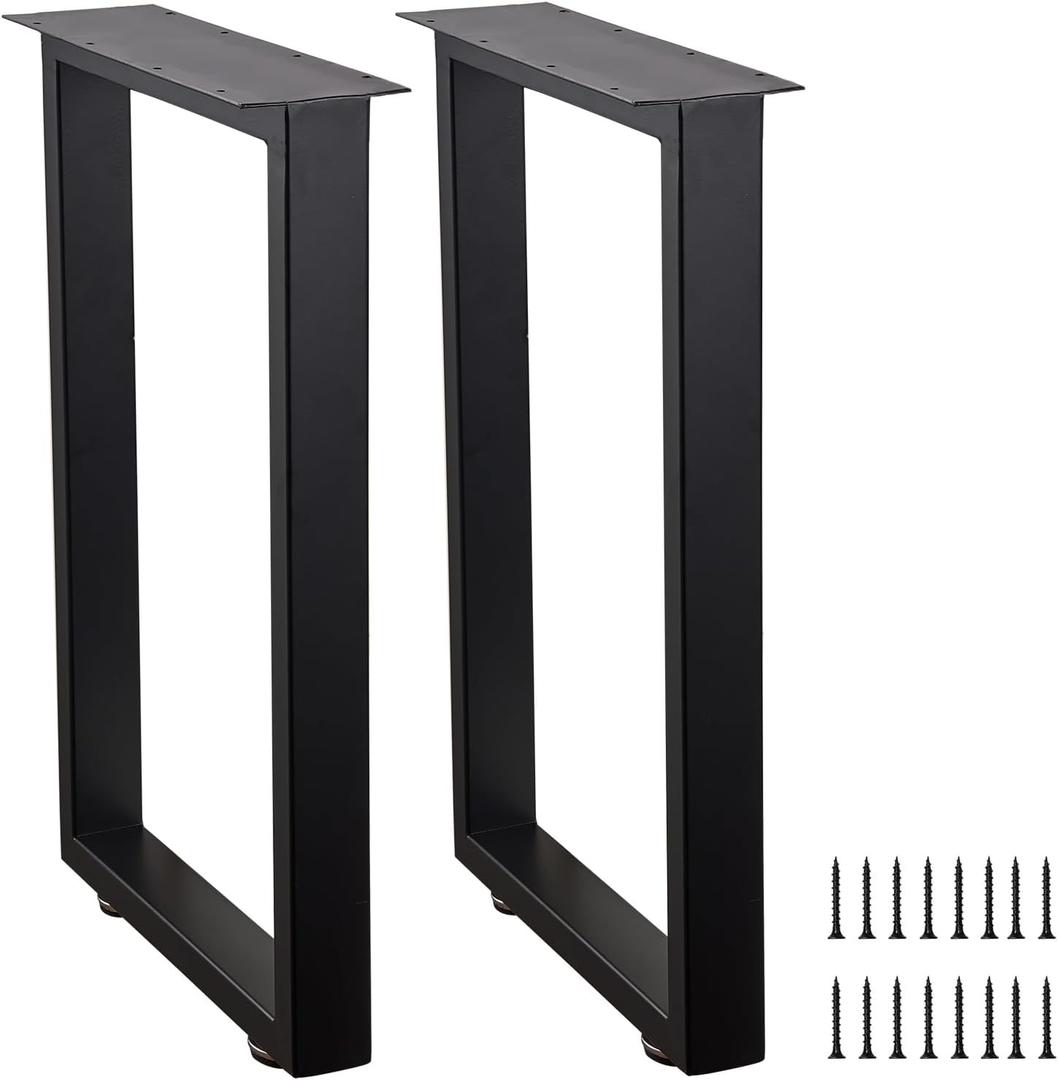 ALLCOS 22 Inch Bench Legs Metal Coffee Table Legs Heavy Duty Table Legs Iron Bench Legs, Black, Set of 2