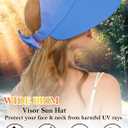 Rulala Fancy Sun Hats for Womens Wide Brim Visor UV Protection Hat for Beach Summer Packable Cap (Blue)