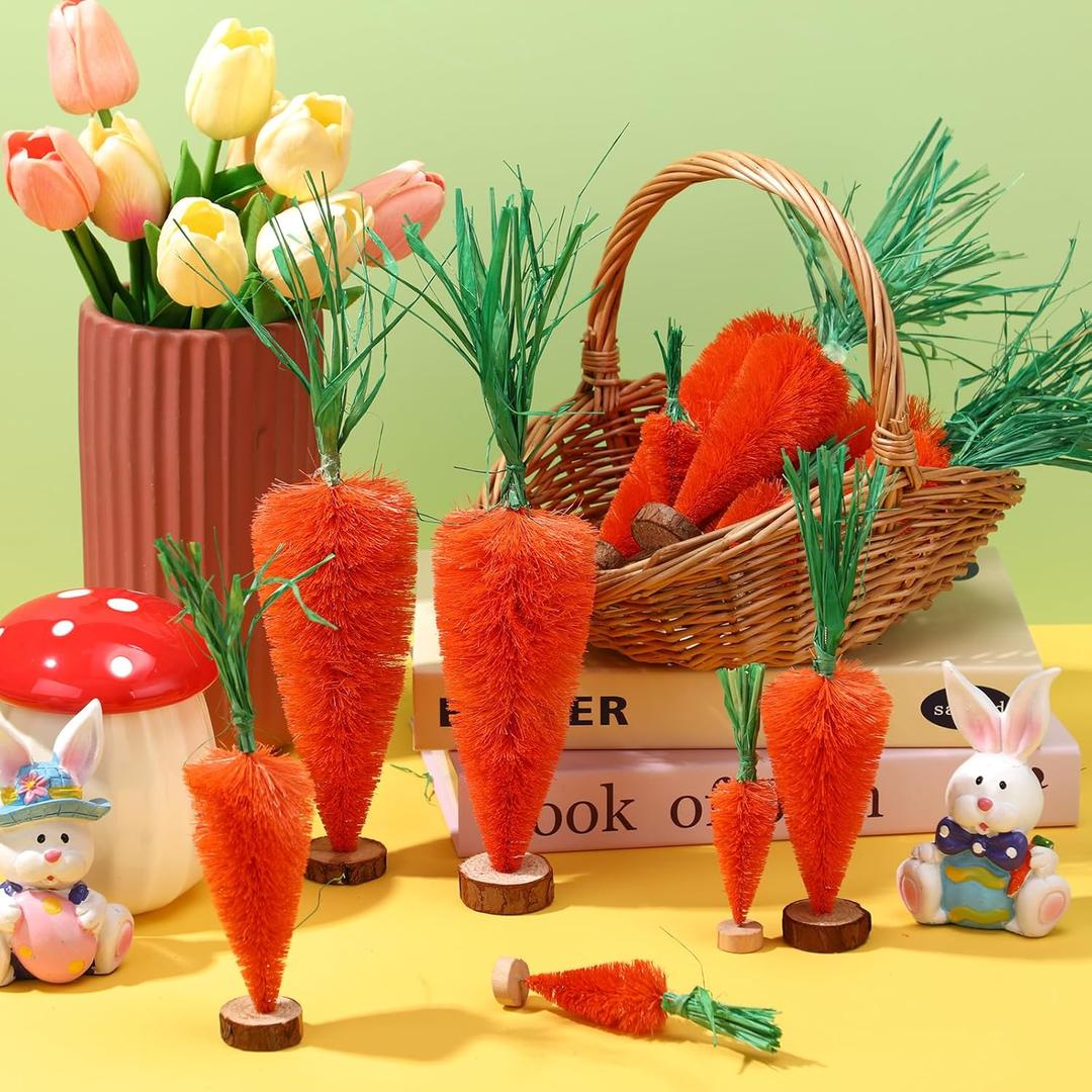 DoubleFill 12 Pcs Easter Carrot Decoration 10.6" 7.5" 3.5" Artificial Fake Carrots Tabletop Multisize Spring Easter Bunny Ornament for Basket Filler Hunting Party Tree Farmhouse Fireplace DIY(Base)