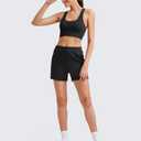G4Free Athletic Shorts for Women Summer Casual Shorts with Pockets Comfy Soft Sweat Shorts High Waisted Shockcord Yoga Shorts Stretch(Black, XXL)