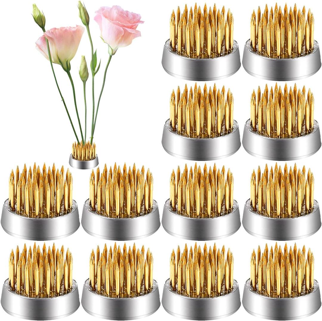 WUWEOT 12 Pack Flower Frog Holder, Kenzans Round Flower Arranger Mini Frog Floral Frog Pins, 0.9 Inch Flower Pin Holder Fixed Tools for Small Vase Ikebana Decoration Supplies