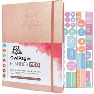 Planner PRO, Daily Planner, Weekly and Monthly Planner, Undated Life Planner Organizer, To-do Lists, Goal Setting Journal, A4 Size, Softcover (Rose)