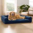Bedsure ComfyFleece Orthopedic Dog Beds for Extra Large Dogs, Waterproof Memory Foam XL Pet Bed with Sides, Non-Slip and Egg-Crate Foam Big Dog Couch Sofa with Washable Corduroy Cover, Blue