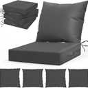 L’AGRATY Outdoor Chair Cushions for Patio Furniture：24" x 24" Deep Seat Cushions with Backrest for Couch Sofa Chair - Waterproof Fade-Resistant Patio Cushion (Set of 4,Grey)