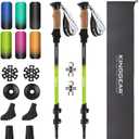 KINGGEAR Nordic Walking Stick, TP1 Hiking Poles Retractable Lightweight 7075 Aluminum, Trekking Poles with Flip Lock, Natural Cork and EVA Grip, 2pc Hiking Gear (Green)