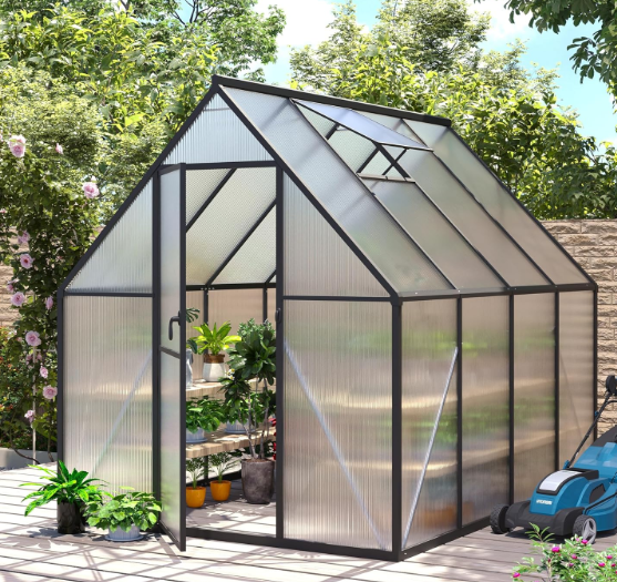 6x8 FT Greenhouse for Outdoors, Polycarbonate Greenhouse with Roof Vent, Enhanced Aluminum Large Walk-in Green House for Garden Backyard (Only Pastic Panels)