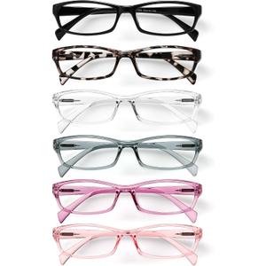 Gaoye Reading Glasses for Women, 6 pack Fashion Readers for Women Men Spring Hinge Eye Glasses, Blue Light Reading Glasses +2.5