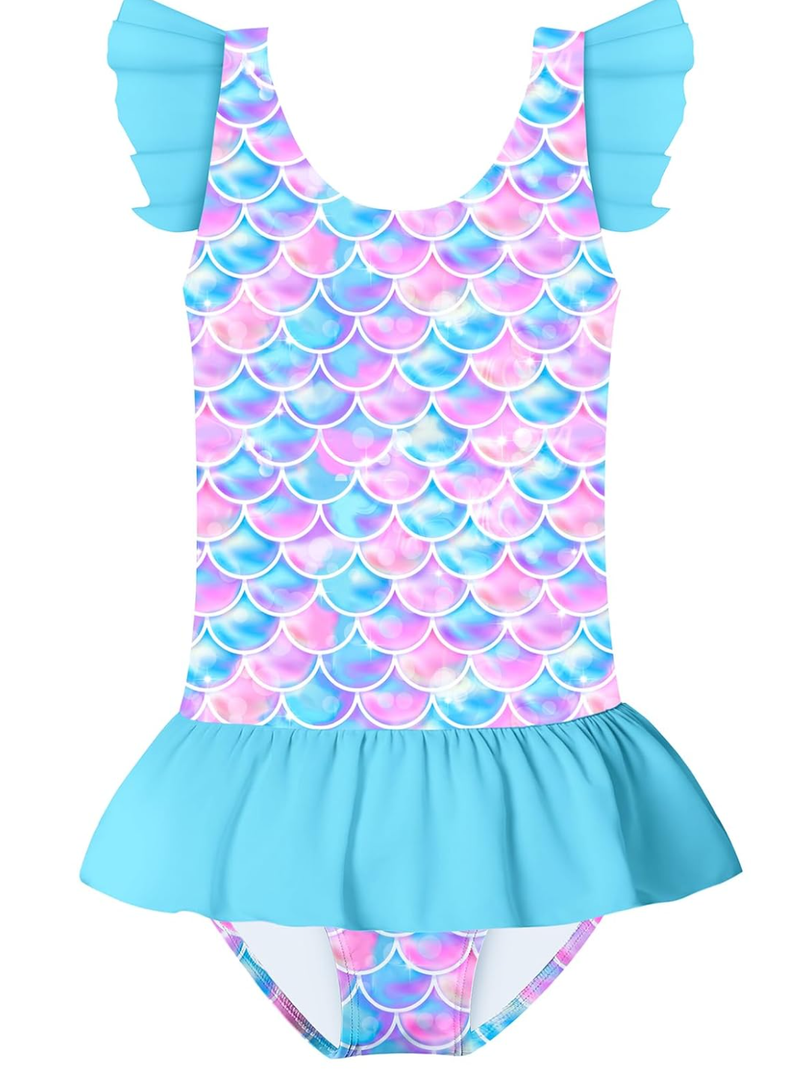 Toddler Girl Swimsuit One Piece Bathing Suit Mermaid Cute Ruffle Skirt Hawaiian Beach Swimwear XXL
