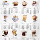 2026 Coffee Calendar Tapestry, 70x100cm Drink Wall Hanging, Modern Home Decor with Hook & 3M Adhesive for Kitchen Office Coffee Bar