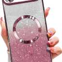 Misscase for iPhone Air Case Compatible with MagSafe,Built-in Camera Lens Protector Full Protection Soft TPU Anti-Scratch Magnetic Glitter Slim Case Cover for iPhone 17 Air 6.5 inch Pink