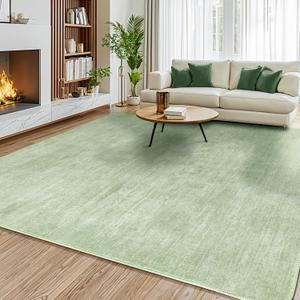 6x9 Washable Area Rug, Green Solid Area Rugs for Living Room & Bedroom | Stain-resistant & Non-slip backing,Low Pile Washable Large Carpet, Solid Vintage Style For High Traffic Areas(6x9,Green)
