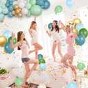 143PCS Matte Balloon Garland Kit - 18Inch Focal Dusty Blue, Sage Green, Metallic Gold with Cream White, Includes Multiple Sizes for Baby Shower Wedding Birthday Party Decorations