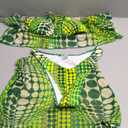 COZYEASE Women's 4 Piece Swimsuits Sexy Bikini Sets Triangle Bathing Suit with Mesh Cover Up Beach Skirt & Bandana (Medium, Green)