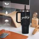 40 Oz Bling Rhinestone Gratitude Tumbler with Straw and Handle  Leak-Proof Double Wall Stainless Steel Cup  Vacuum Insulated, Reusable for Hot & Cold Drinks, Stylish Gift For Women Or Back-To-School