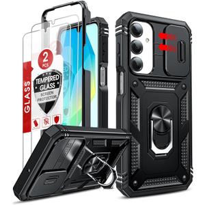 LeYi for Galaxy A16-5G Phone Case: Galaxy A16 5G Screen Protector [2 Packs] with Camera Cover, Military-Grade Heavy Duty Protection Cell Android Basic Funda para Samsung Galaxy A 16 5G Phone, Black