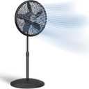 Lasko Pedestal Fan, Oscillating Fan for Bedroom with Adjustable Height and 3 Cooling Speeds, Portable, 18", Black, 18-27