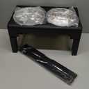 PAKEWAY Elevated Dog Bowls, Spill Proof, Tiltable Pet Feeder with 1 Stainless Steel Bowl &1 Stainless Steel Slow Feeder Bowl, 6 Height Adjustable Raised Bowls Stand for Medium Large Dogs (Black)