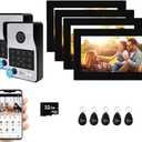 WiFi Wired Video Doorbell System,7 Inch High-Definition Monitor +Ring Camera,Remote/ID/Password/Fingerprints Unlock,Night Vision,Two-Way Intercom for Villa Home Apartment (2 Doorbell+4 Monitor)