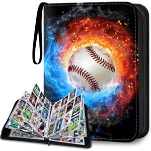 Baseball Card Binder, Card Binder 900 Pockets, Sports Card Albums Fits 900 Cards with 50 Removable Sleeves, Zipper Collectible Card Holder Organizer for Trading Cards, Baseball Gifts for Boys