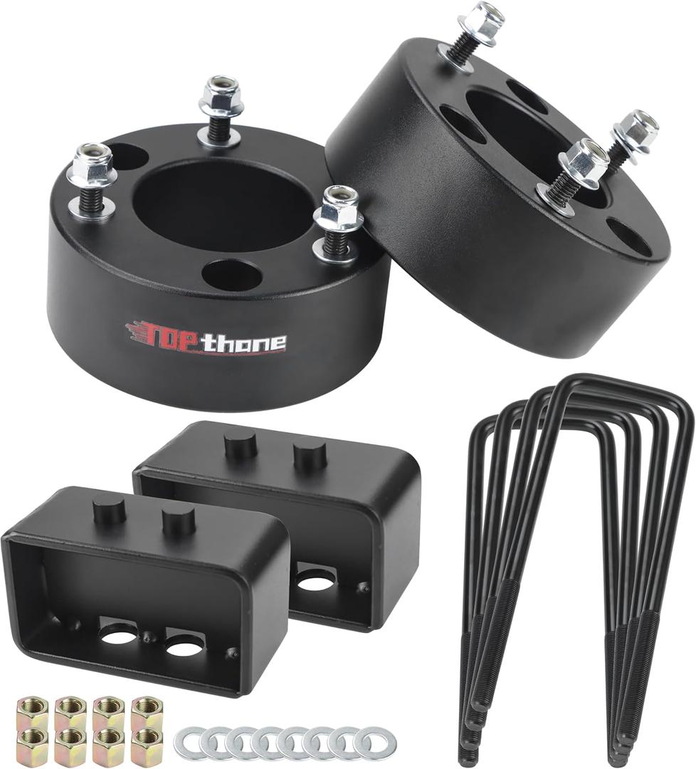 3.5'' Front + 3'' Rear Leveling Lift Kit for 2004-2020 Ford F150, Leveling Lift Blocks Kit with Extended Square U-Bolts for Ford F150