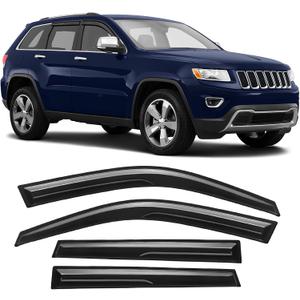 Rain Guards Window Deflector Fit for 11-21 Jeep Grand Cherokee Black 4 PCS | Tape-On Durable Side Wind Visors 2011 2012 2013 2014 2015 2016 2017 2018 2019 2020 2021 Grand Cherokee Rain Guard