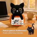 Hocus Pocus Sign Magical Halloween Decor Gift, Mini Black Cat Plush Pumpkin Toy, Witchy Cute Halloween Decor for Women Friend Coworker Handmade Crochet Fall Autumn Table Tiered Tray Ornament