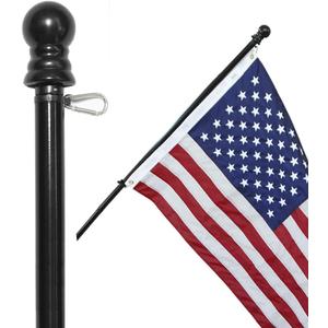 Flag Pole for House - 6 ft Heavy-Duty Aluminum Tangle Free Spinning Flag Pole with Metal Mounting Rings - Outdoor Wall Mount Flagpole for Residential Commercial (Black, 6')