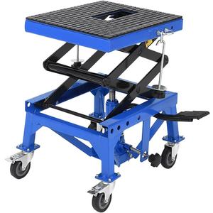 350 Lbs Heavy Duty Hydraulic Motorcycle Lift Jack Table, Scissor Lift Stand Foot Operated ATV Dirt Bike Scissor Stand with 4 Wheels, Lifting Range 13.78-34.25 Inches (Blue)
