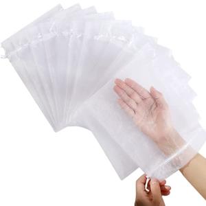 DODXIAOBEUL 6 x 8 Inches Organza Bag Drawstring Bags Bulk Small Gift Bags for Christmas Candy Wedding Birthday Party,Transparent