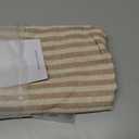 jinchan Tie Top Linen Kitchen Curtains 24 Inches Striped Tier Curtains Farmhouse Modern Cafe Style Small Window Treatments Airy Light Filtering Rod Pocket for Living Room Bathroom 2 Panels Tan