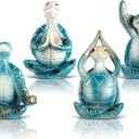 4 Pcs Sea Turtle Meditation Yoga Decor Office Beach Zen Room Decor Sea Turtles Yoga Figurines Coastal Ocean Beachy Bathroom Turtle Gifts for Women Yogis Home Office Decorations(Classic)