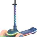 Kids Scooter for Toddlers Ages 2-5, 3 Wheel Scooter with Lean-to-Steer, Adjustable Handlebar, Anti-Slip Deck, Light-Up Wheels, Foldable First Scooter for Boys and Girls