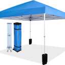 Amazon Basics Outdoor Pop Up 10 x 10 Canopy Tent for Events, Portable with Easy Setup, Includes Wheeled Carry Bag, 8 Pegs, 4 Ropes, 4 Weighted Bags, Blue