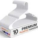 HOUSE DAY Premium Plastic Hangers 10 Pack, Clothes Hanger Space Saving, Heavy Duty Coat Hanger - Durable and Strong Closet Organizers and Storage Makes It Ideal Dorm Room Essentials (White)