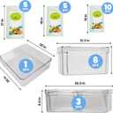 Clear Fridge Organizer Bins - 10 pcs Refrigerator Organizers and Storage Set for Fridge, Freezer, Kitchen, Stackable Pantry Organizer Bins - Includes Pack of 20 Food Bags - Ideal for Food & Drinks