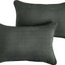 Sorra Home x Sunbrella Cast Ivy Outdoor/Indoor Corded Pillow Set of 2 12 in H x 18 in W x 6 in D