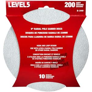 LEVEL5 200 Grit 9" Radial Drywall Radial Sander Disc - 10 Pack | 5-349
